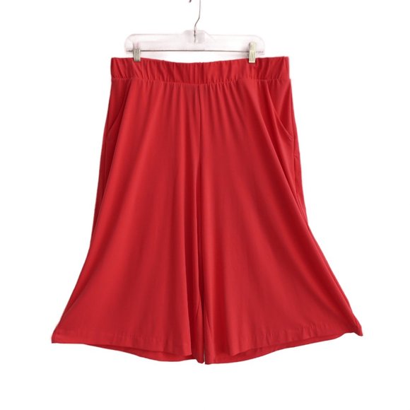 Lane Bryant Wide Leg Pants Gaucho Palazzo Spandex Knit Salmon Pockets Pull On XL - Picture 1 of 5